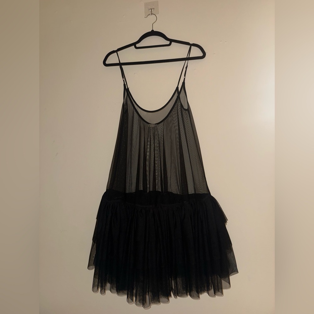 Free People For Love And Lemons Sheer Black Mesh Top